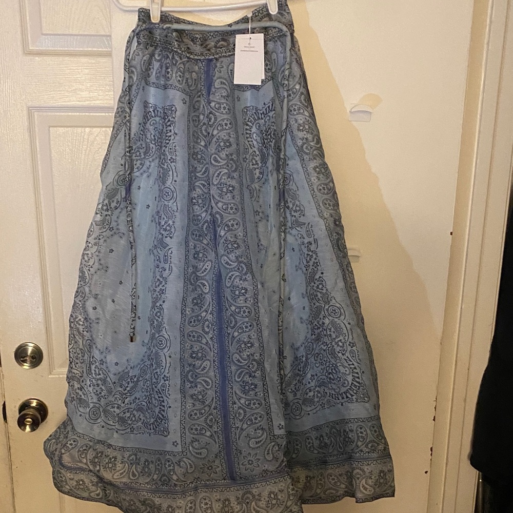 Zimmermann Light Blue Paisley Maxi Skirt
